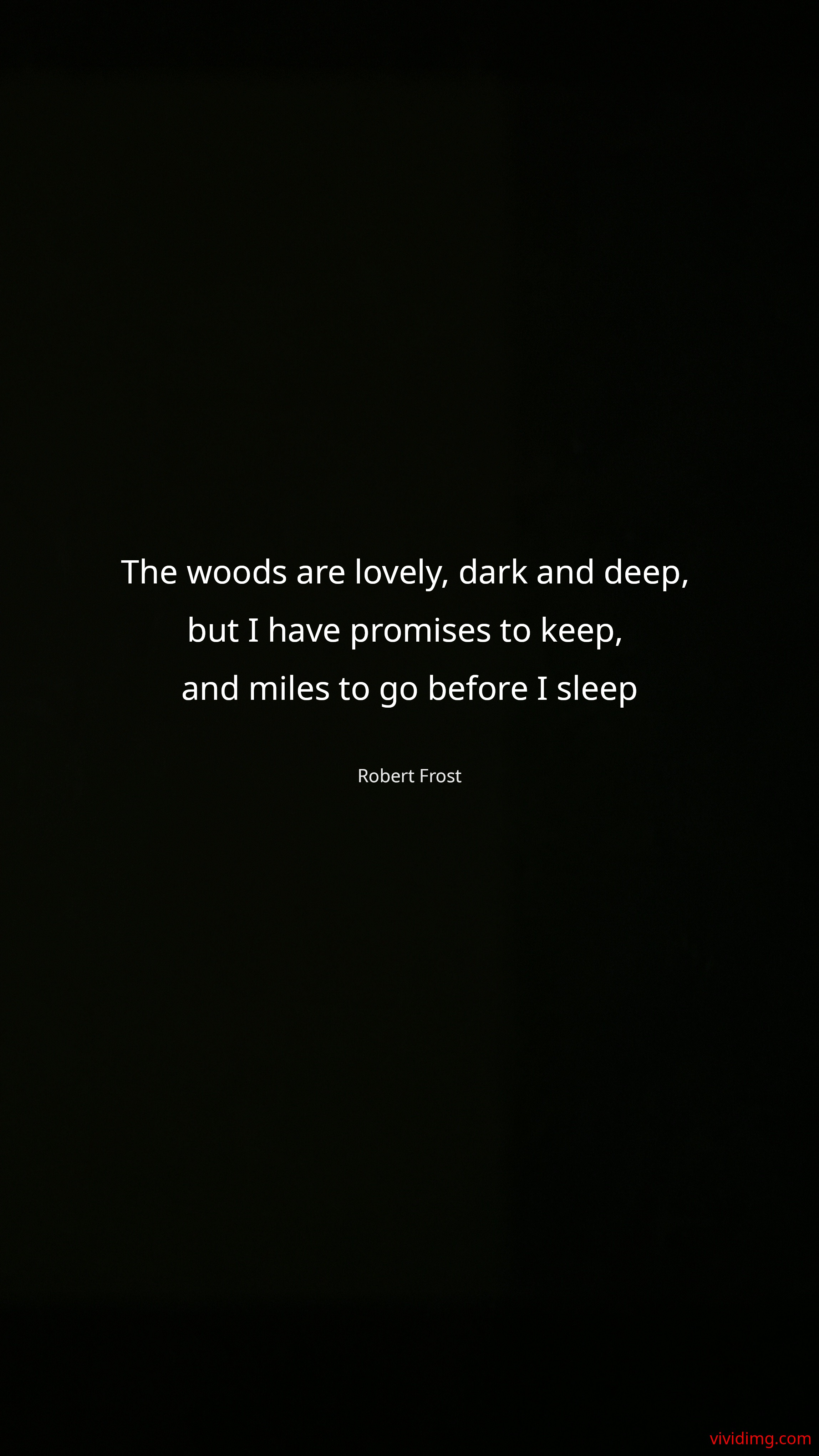 The woods are lovely, dark and deep, but I have promises to keep, and miles to go before I sleep