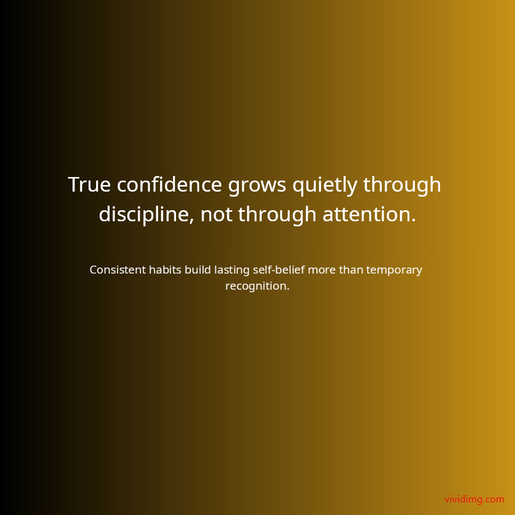 True confidence grows quietly through discipline, not through attention.
