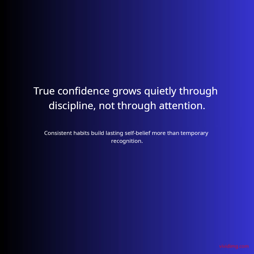 True confidence grows quietly through discipline, not through attention.