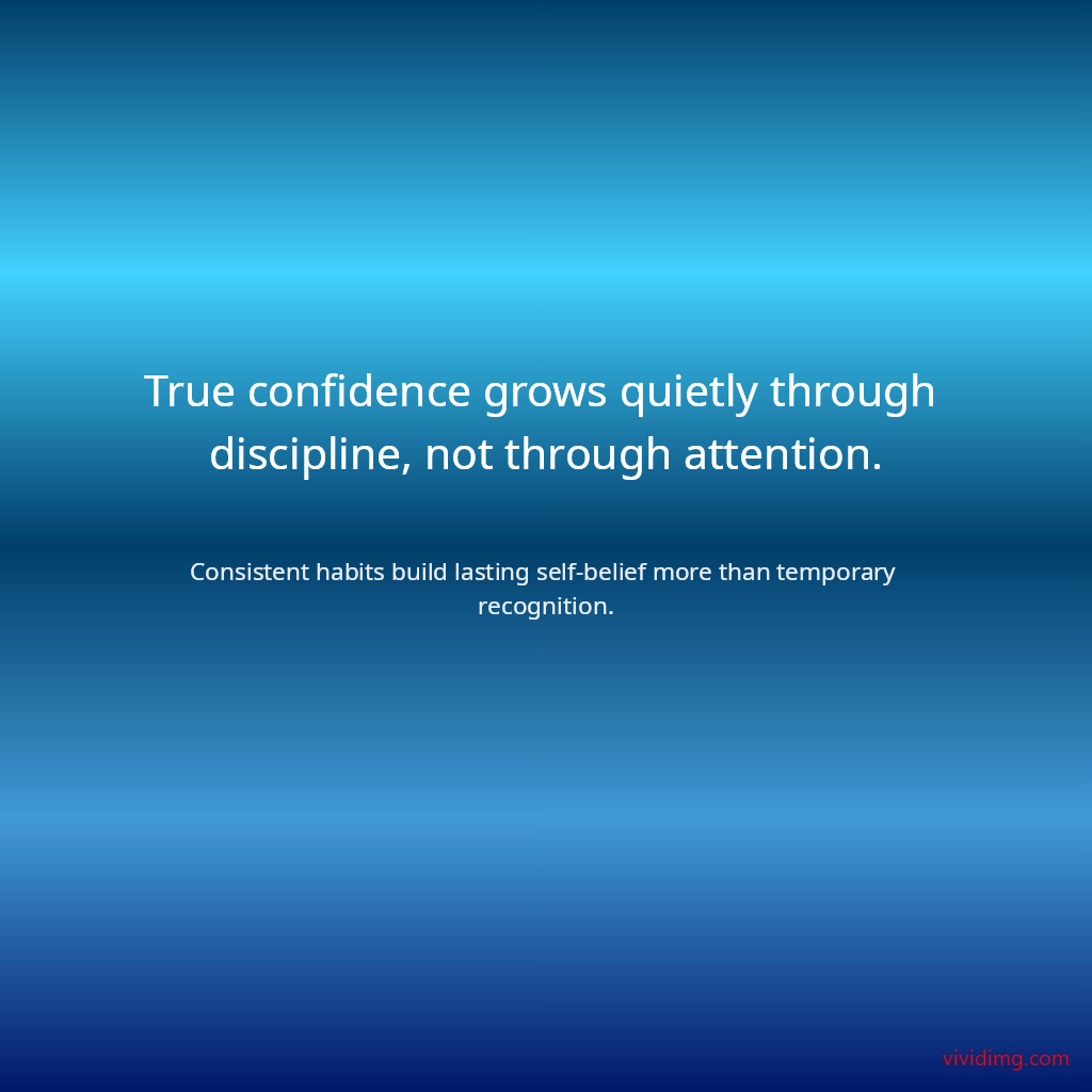 True confidence grows quietly through discipline, not through attention.